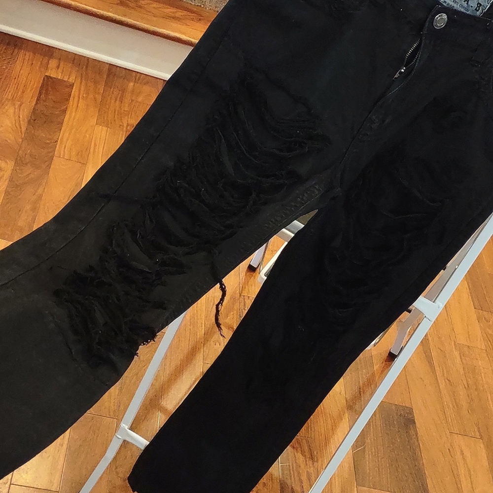 L.A.B Destroyed Ripped Raw Denim Jeans - Picture 3 of 13